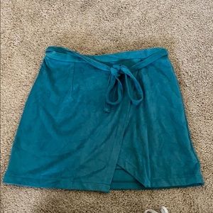 Teal/Jade colored suede tie skirt
